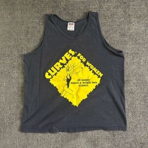 Anvil Curves For Women Tank Top Unisex Medium Black Vintage 90s Y2K Gym Tee